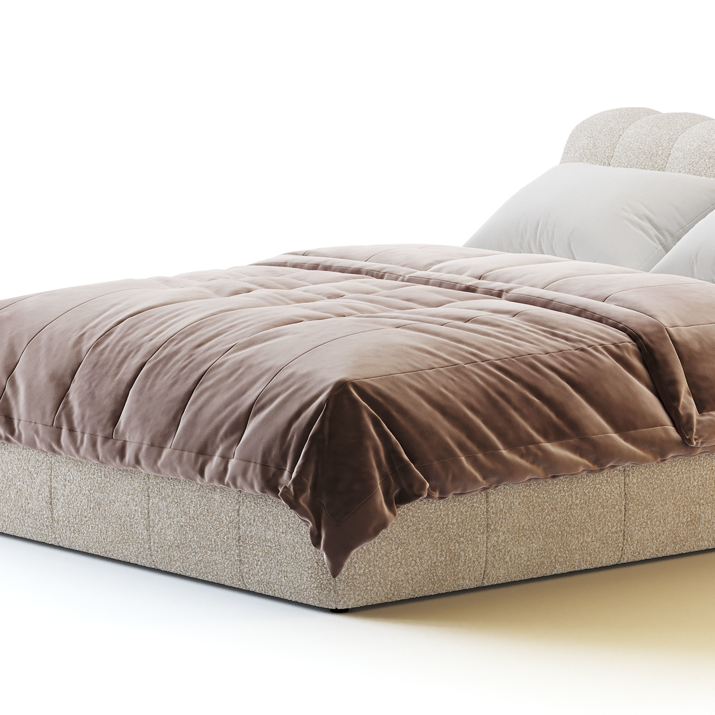 Salami Queen Bed - Maya Cream Boucle 3D model_10