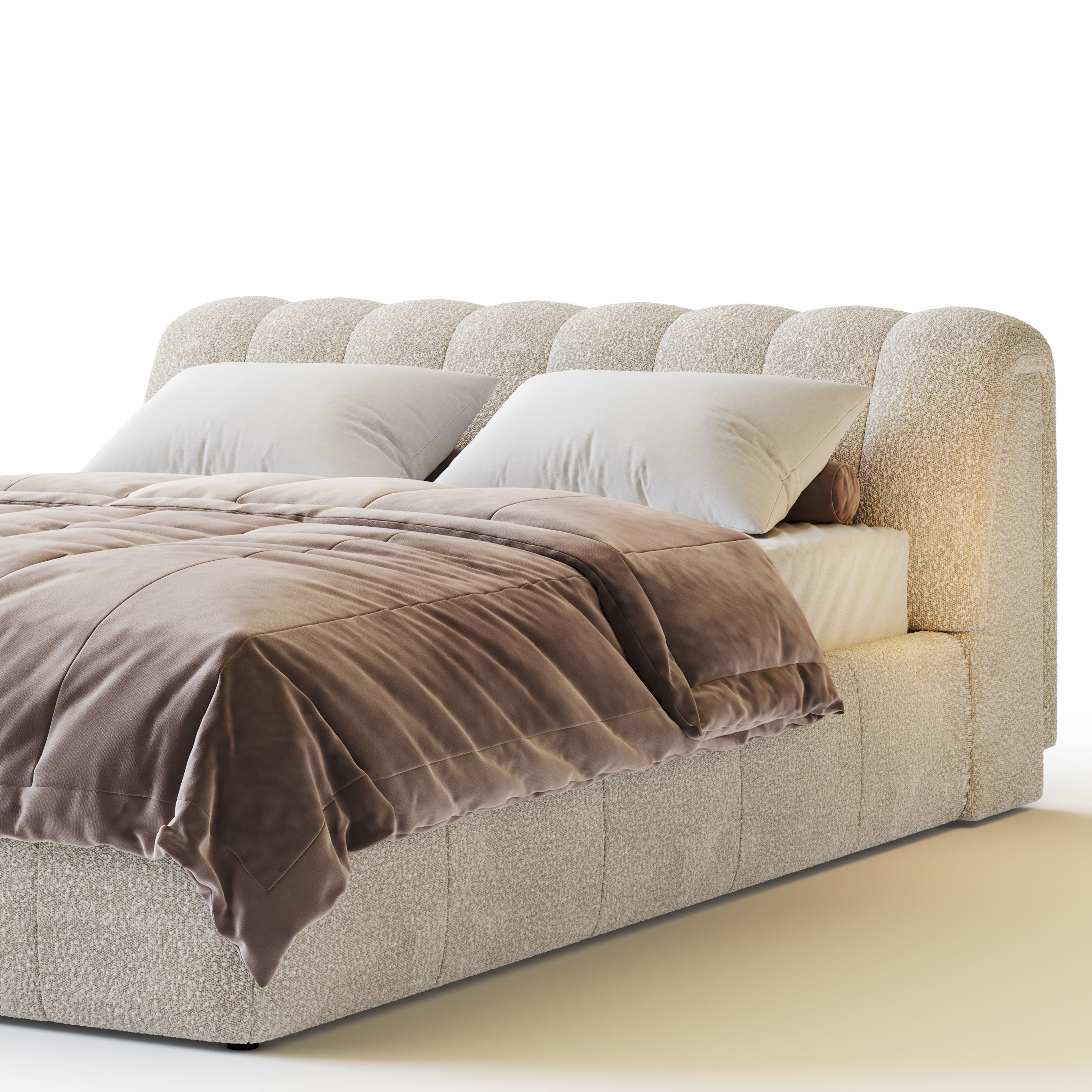Salami Queen Bed - Maya Cream Boucle 3D model_13