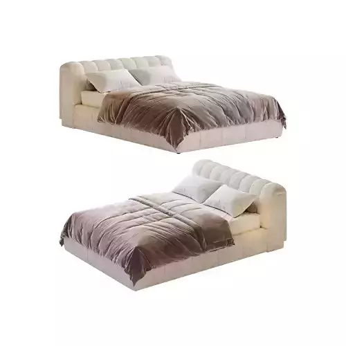 Salami Queen Bed - Maya Cream Boucle 3D model