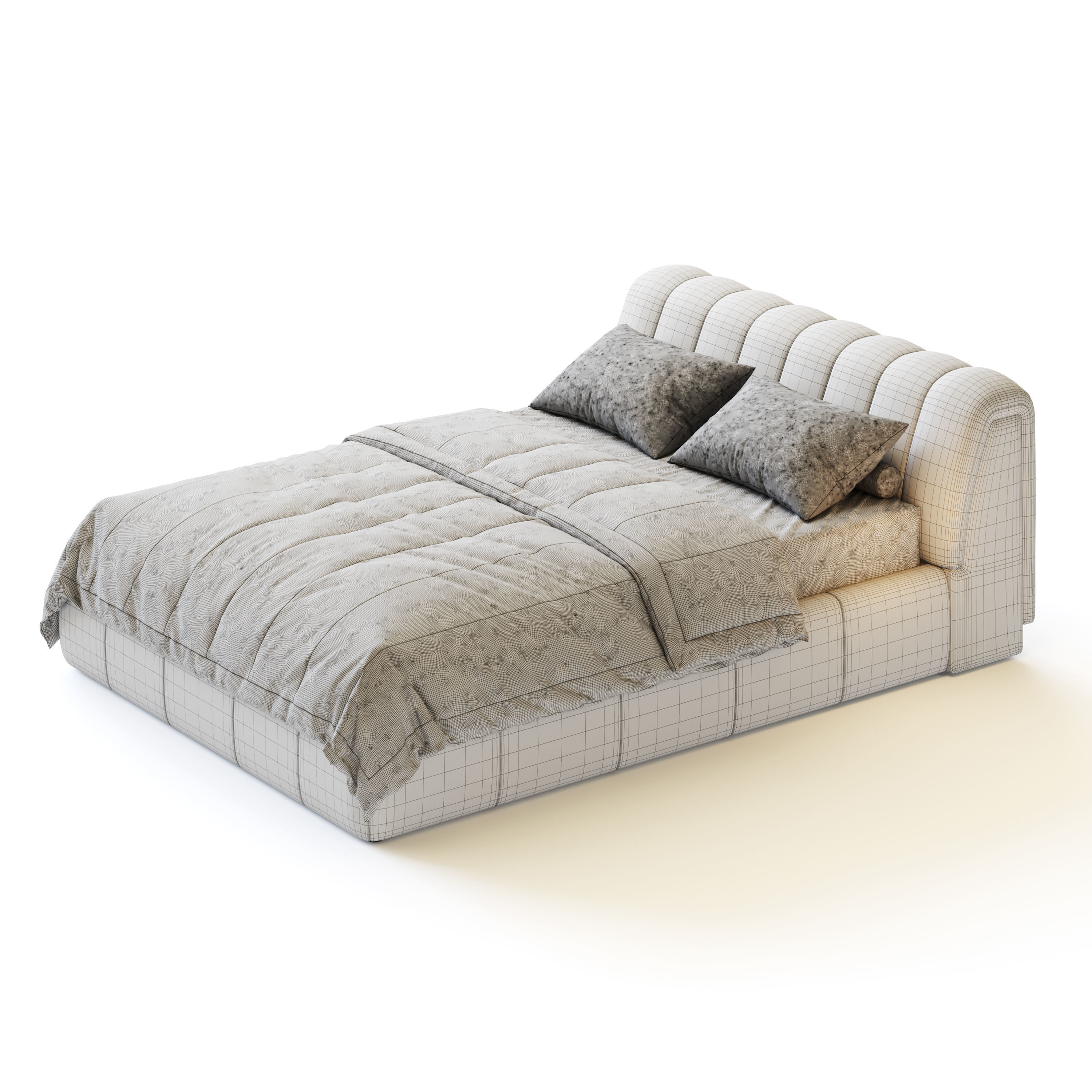 Salami Queen Bed - Maya Cream Boucle 3D model_7