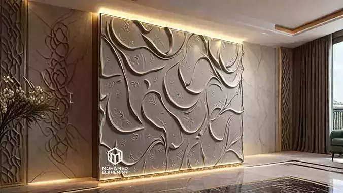 modern panel wall decor set wall relief mural CNC 101