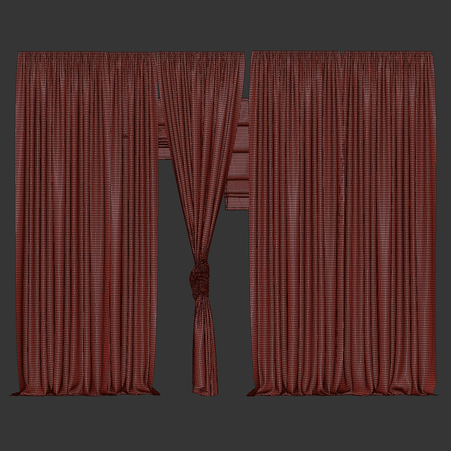 Curtain with tulle 51 3D model_3