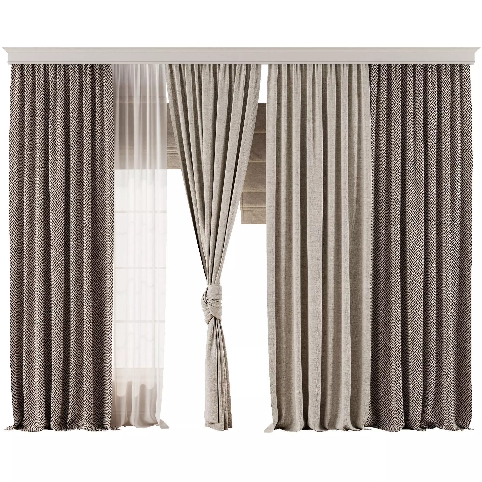 Curtain with tulle 51 3D model_0