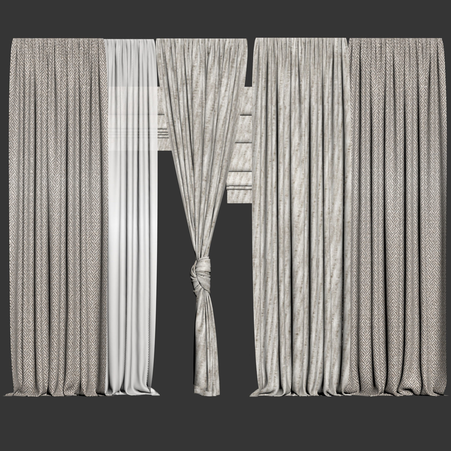 Curtain with tulle 51 3D model_4