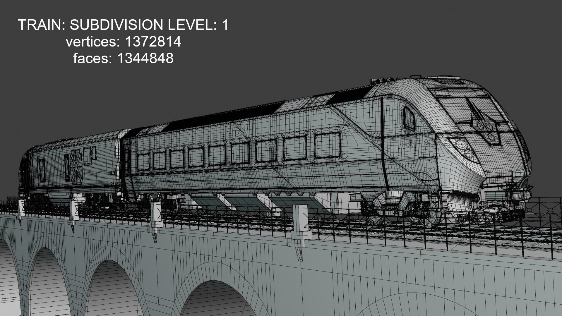 American train on viaduct 3D model_3