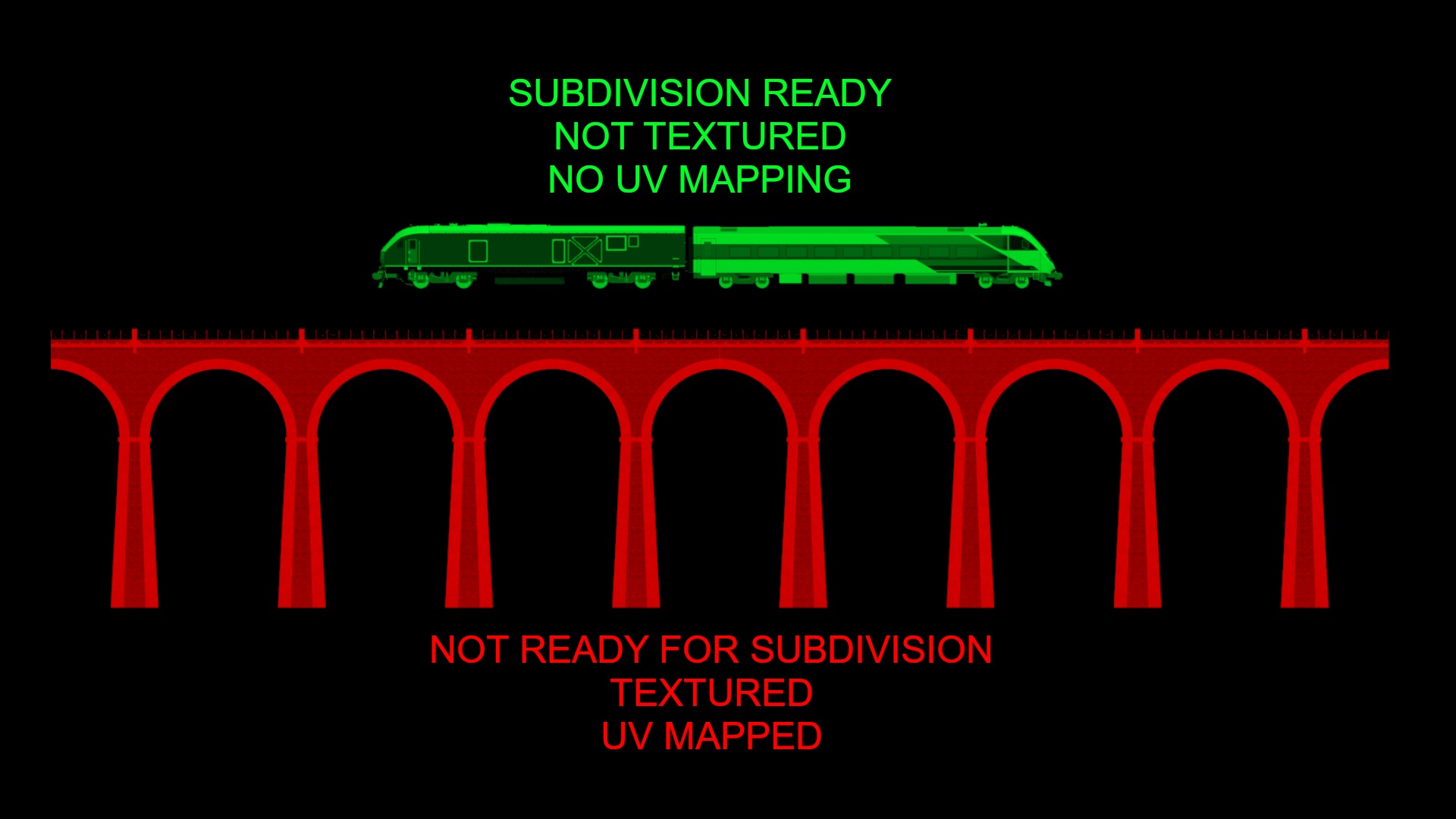American train on viaduct 3D model_7