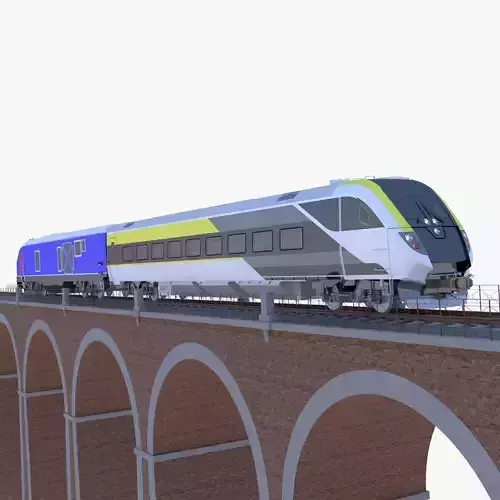 American train on viaduct