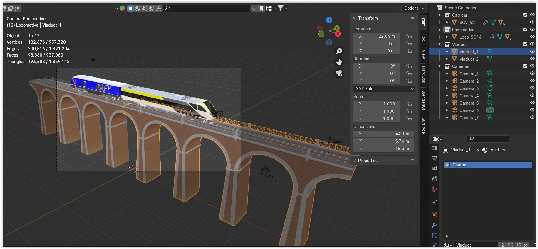 American train on viaduct 3D model_16