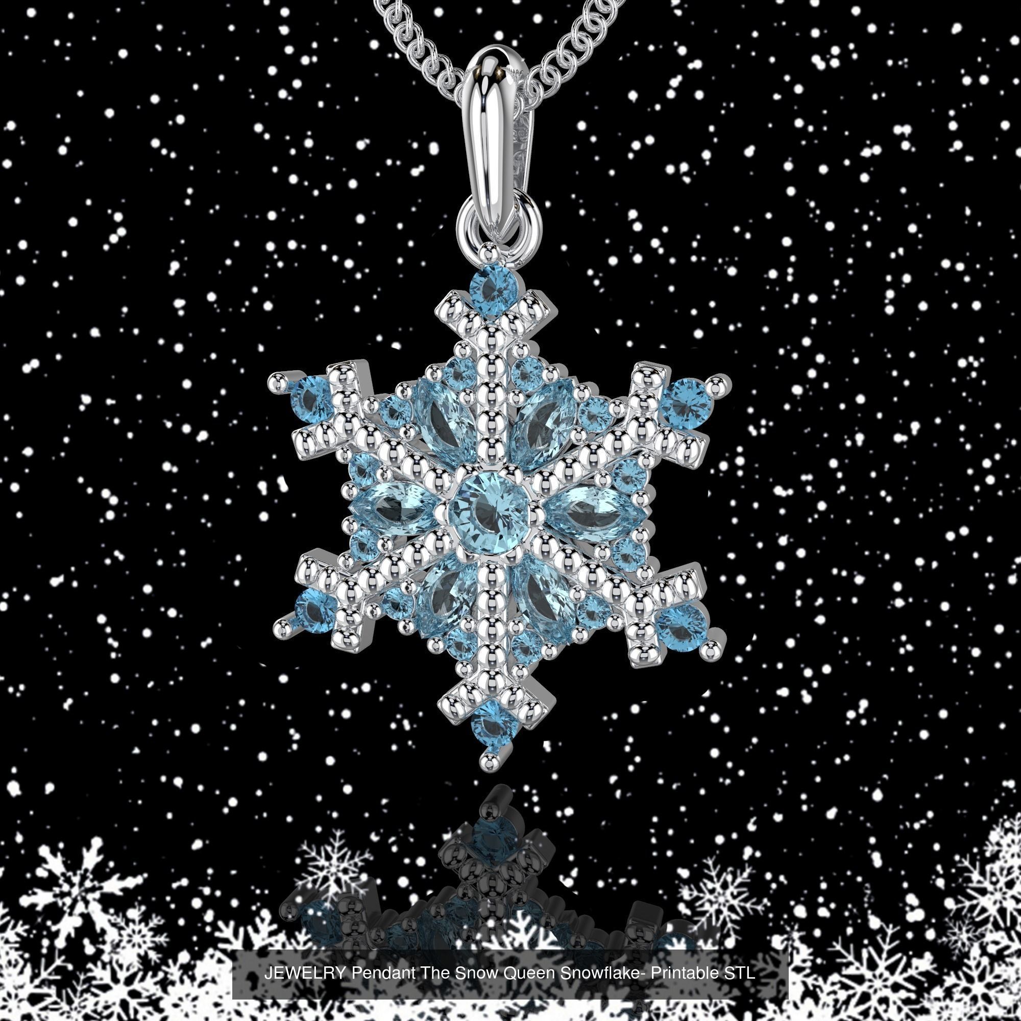 JEWELRY Set The Snow Queen snowflake- Printable STL 3D Model Collection_2