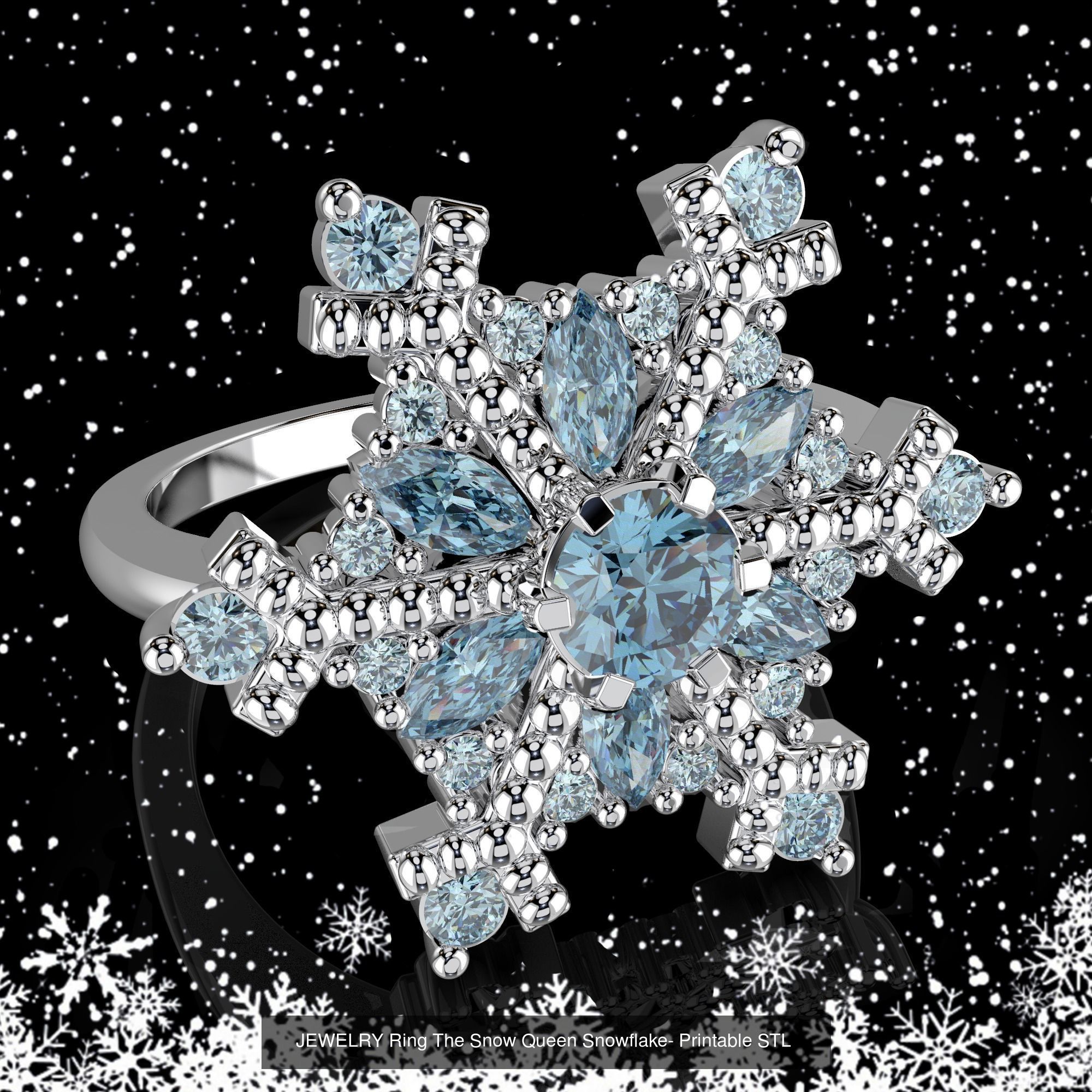 JEWELRY Set The Snow Queen snowflake- Printable STL 3D Model Collection_4