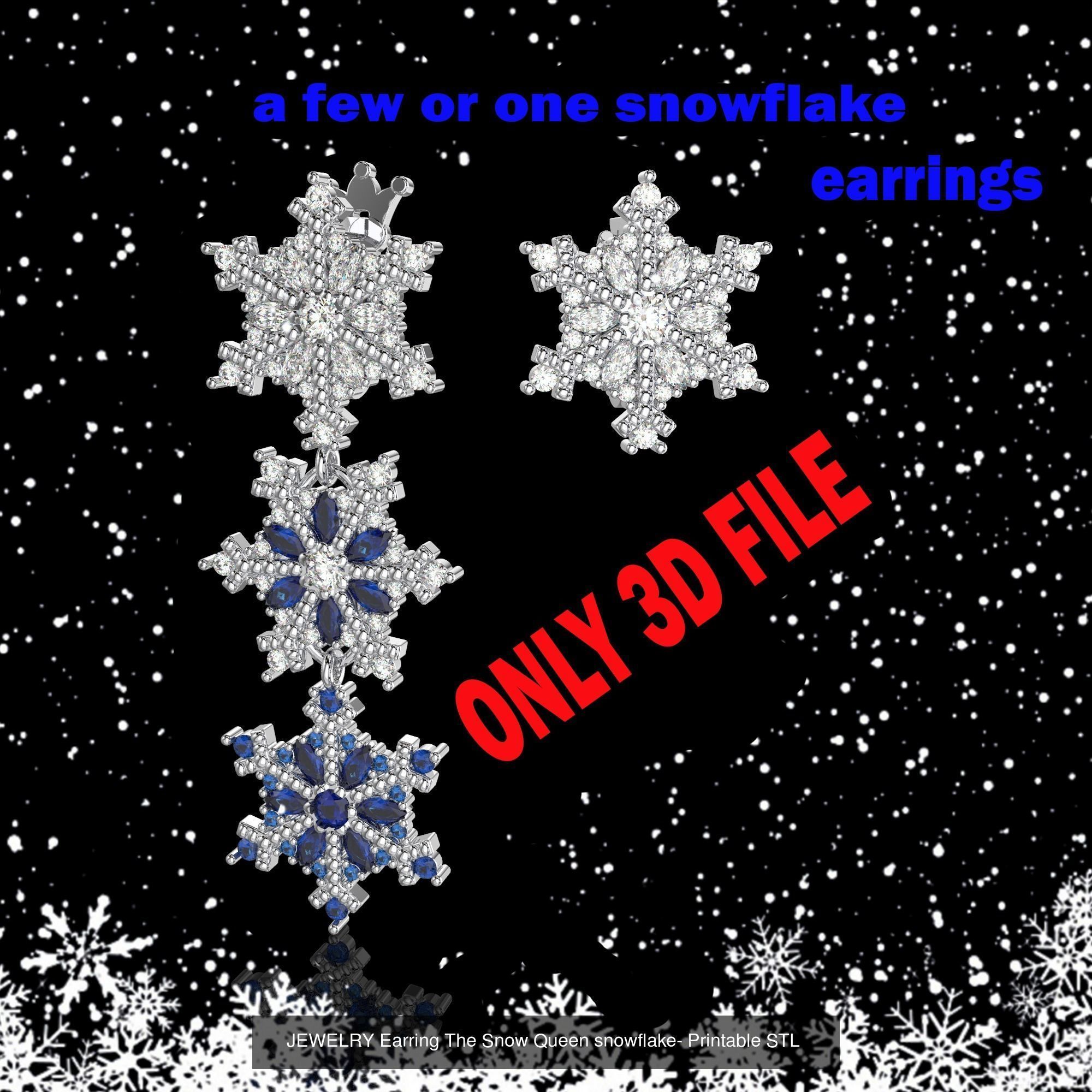 JEWELRY Set The Snow Queen snowflake- Printable STL 3D Model Collection_3