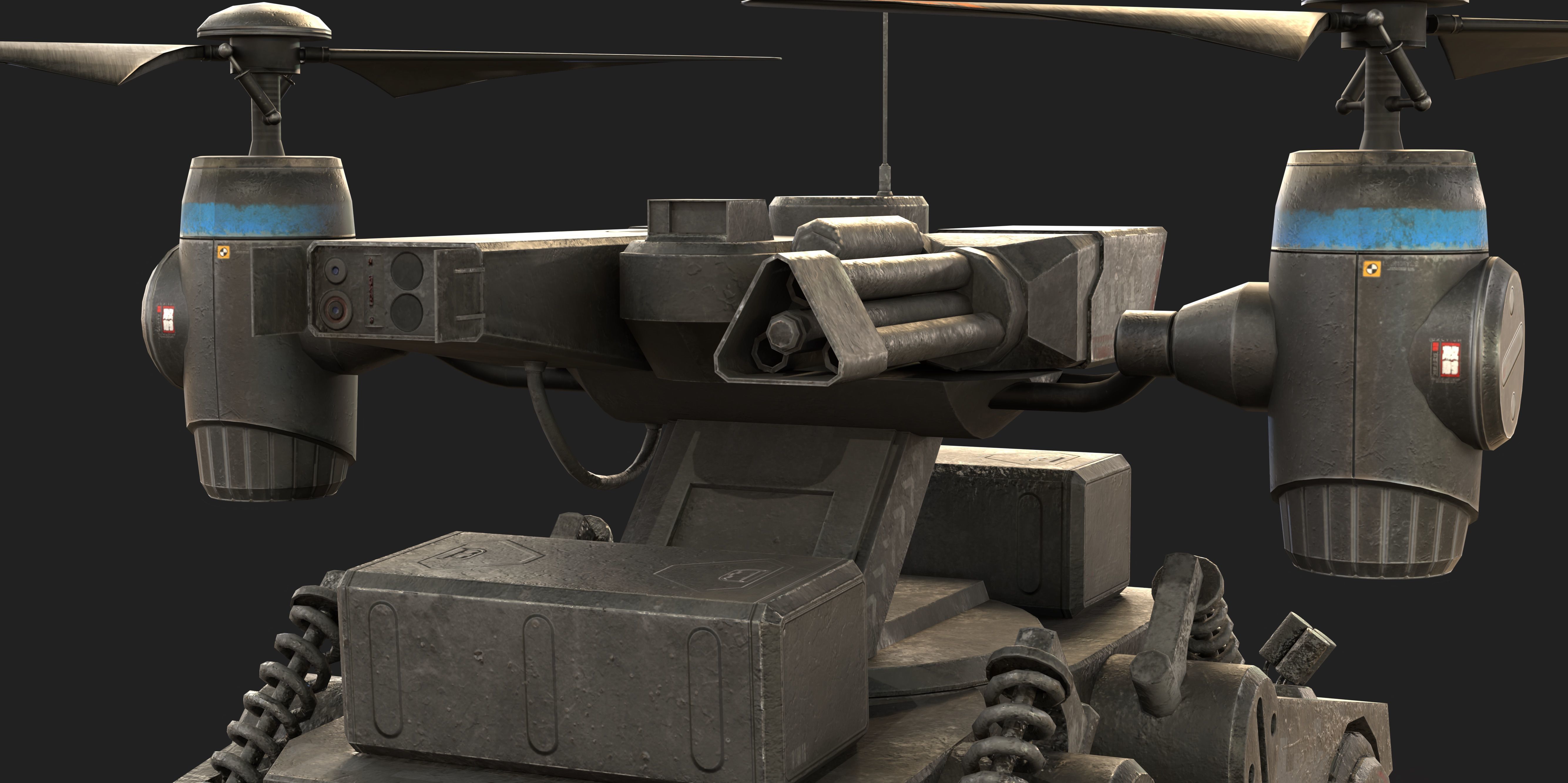 Tactical Wheeled UAV with Dual Propeller Lift System Low-poly 3D model_13