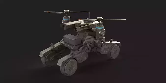  Tactical Wheeled UAV with Dual Propeller Lift System Low-poly 3D model