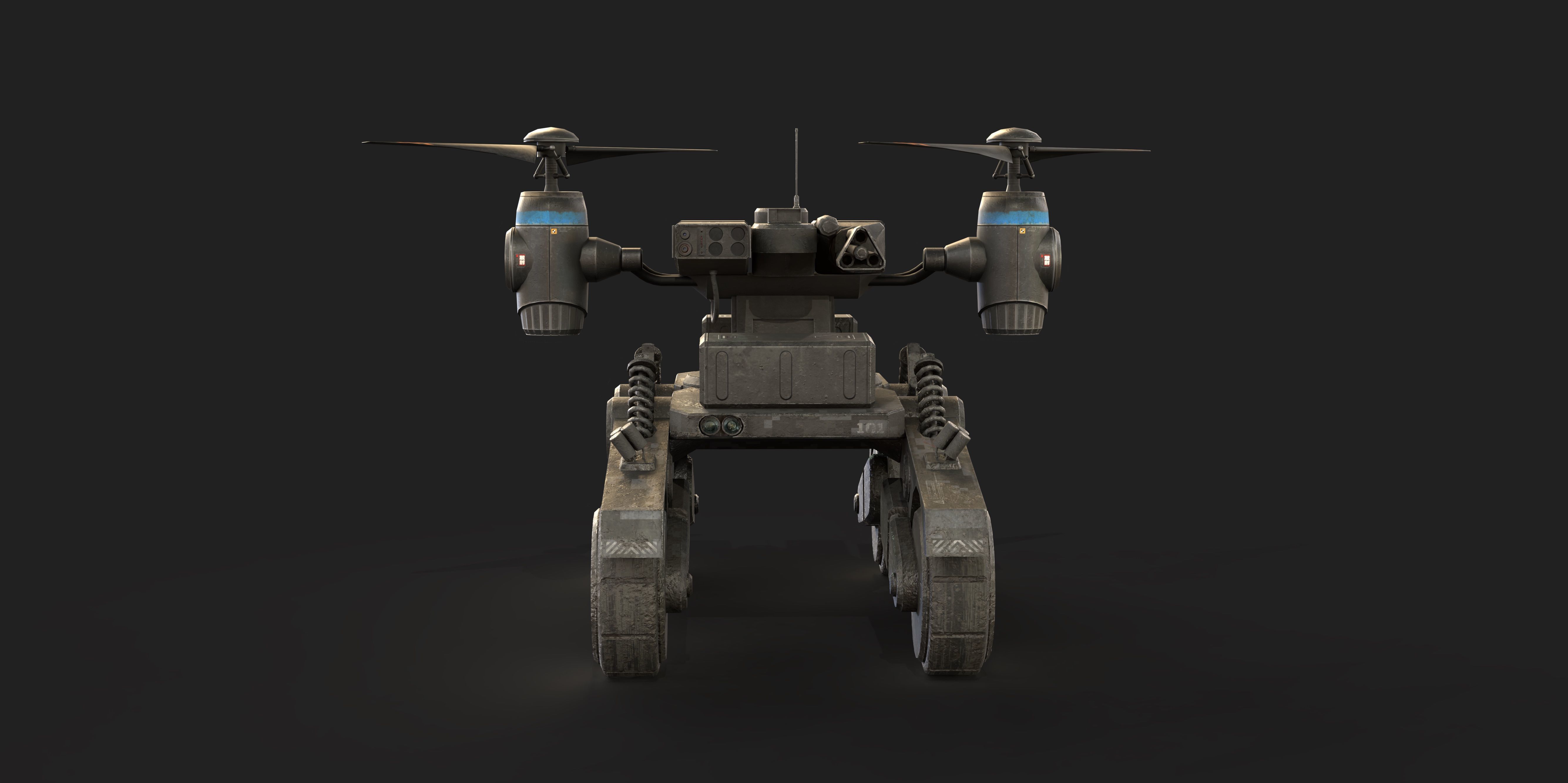 Tactical Wheeled UAV with Dual Propeller Lift System Low-poly 3D model_6