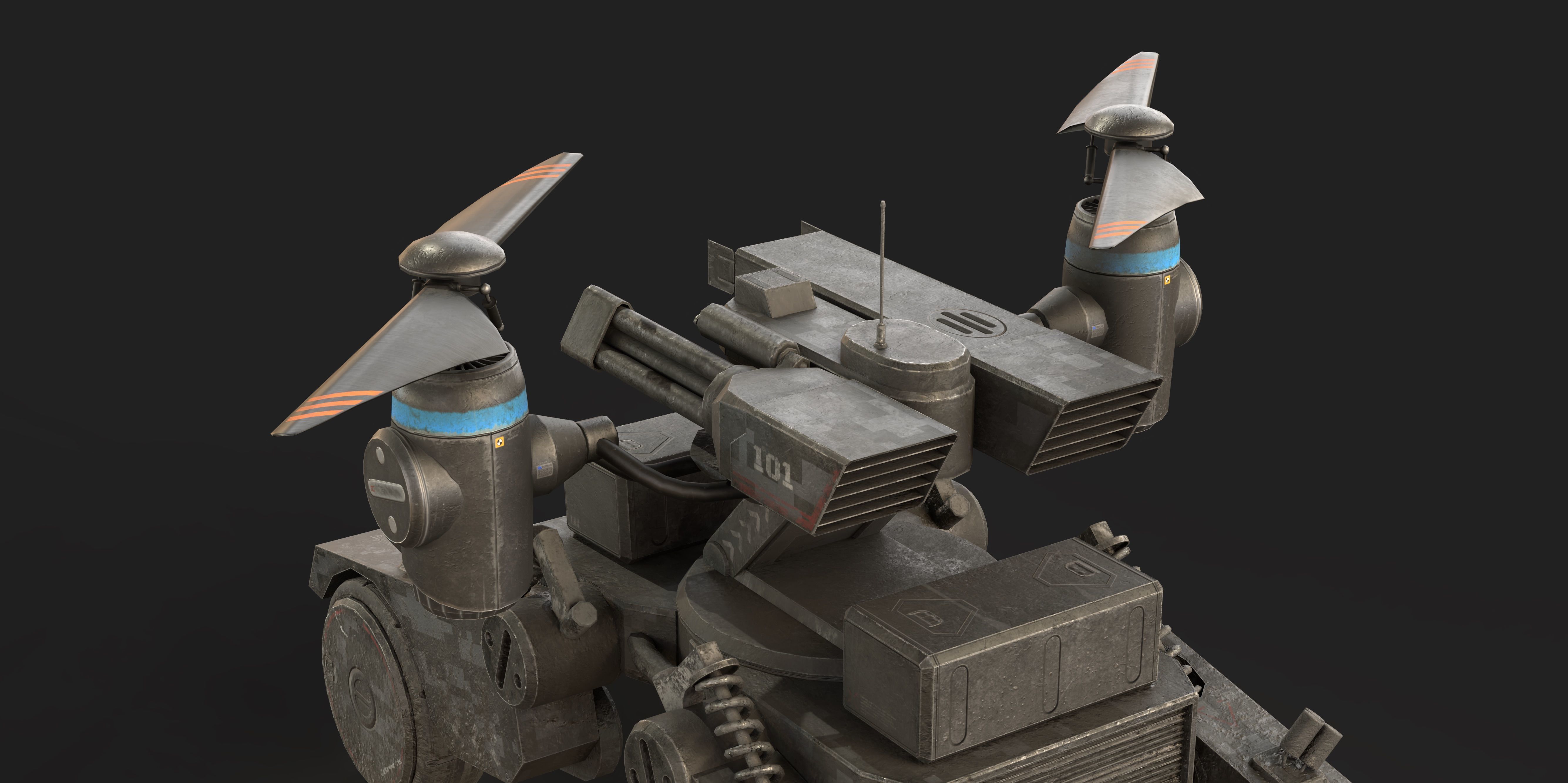 Tactical Wheeled UAV with Dual Propeller Lift System Low-poly 3D model_12