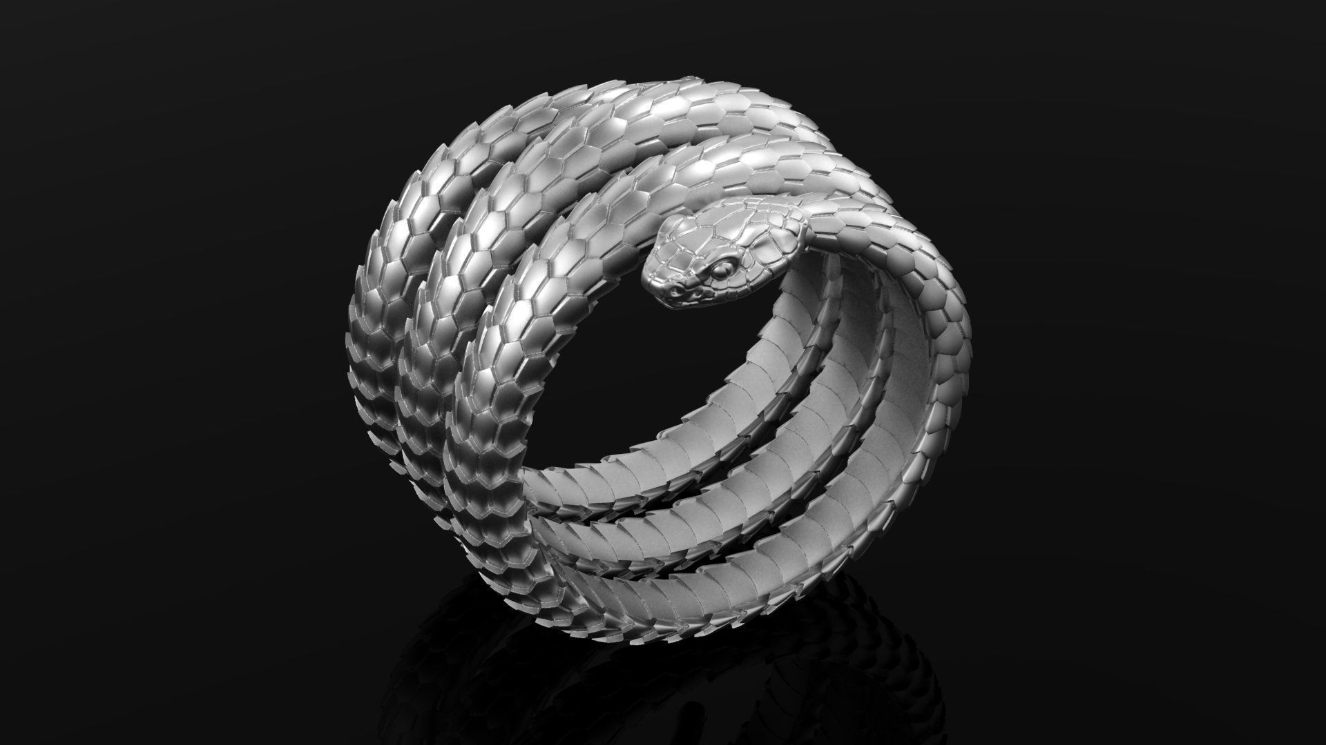 Snake ring 3DM STL OBJ model for 3D printing and CNC 3D print model_5