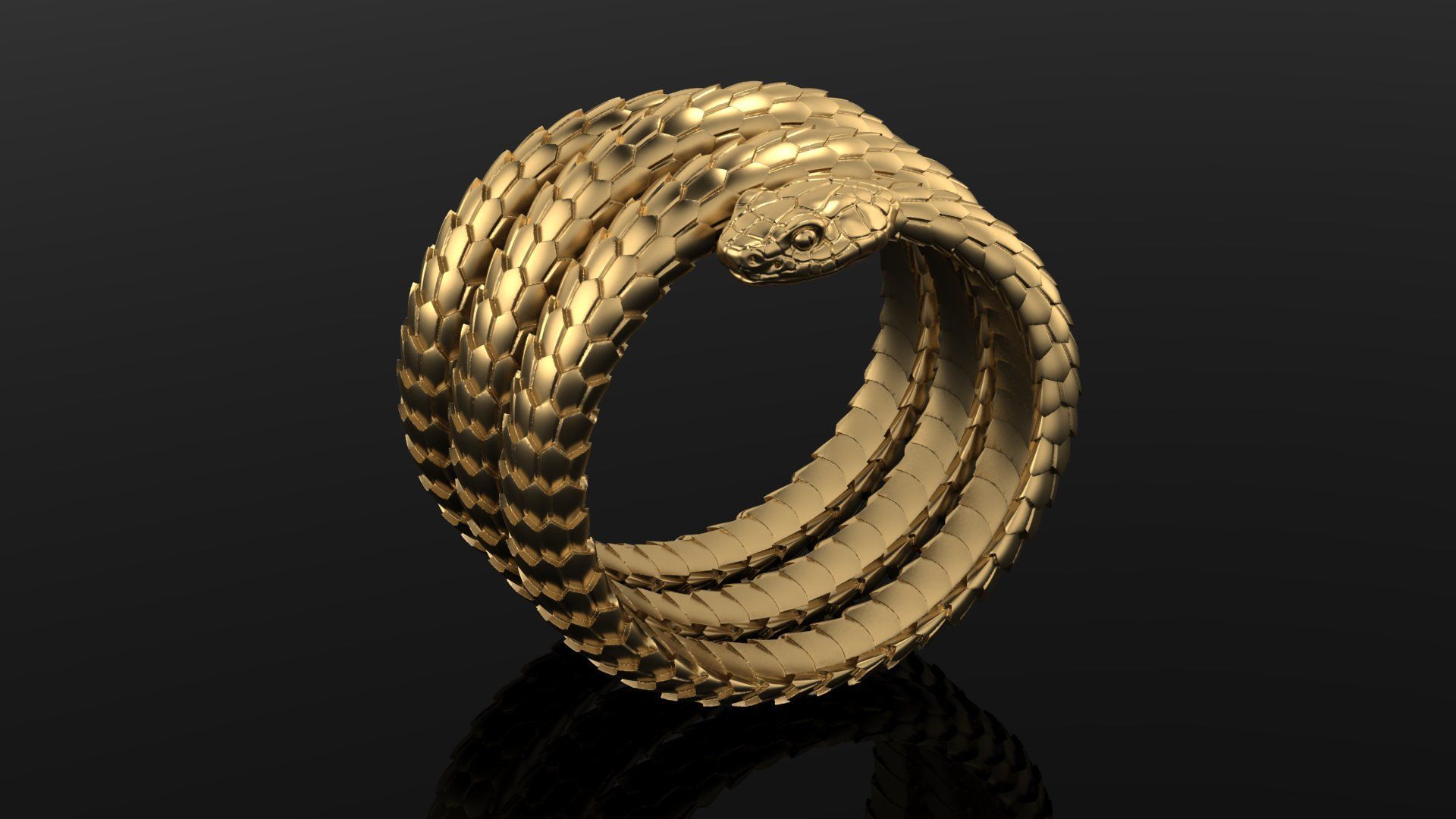 Snake ring 3DM STL OBJ model for 3D printing and CNC 3D print model_1