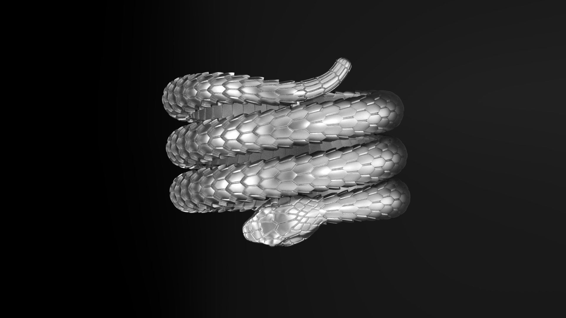 Snake ring 3DM STL OBJ model for 3D printing and CNC 3D print model_6