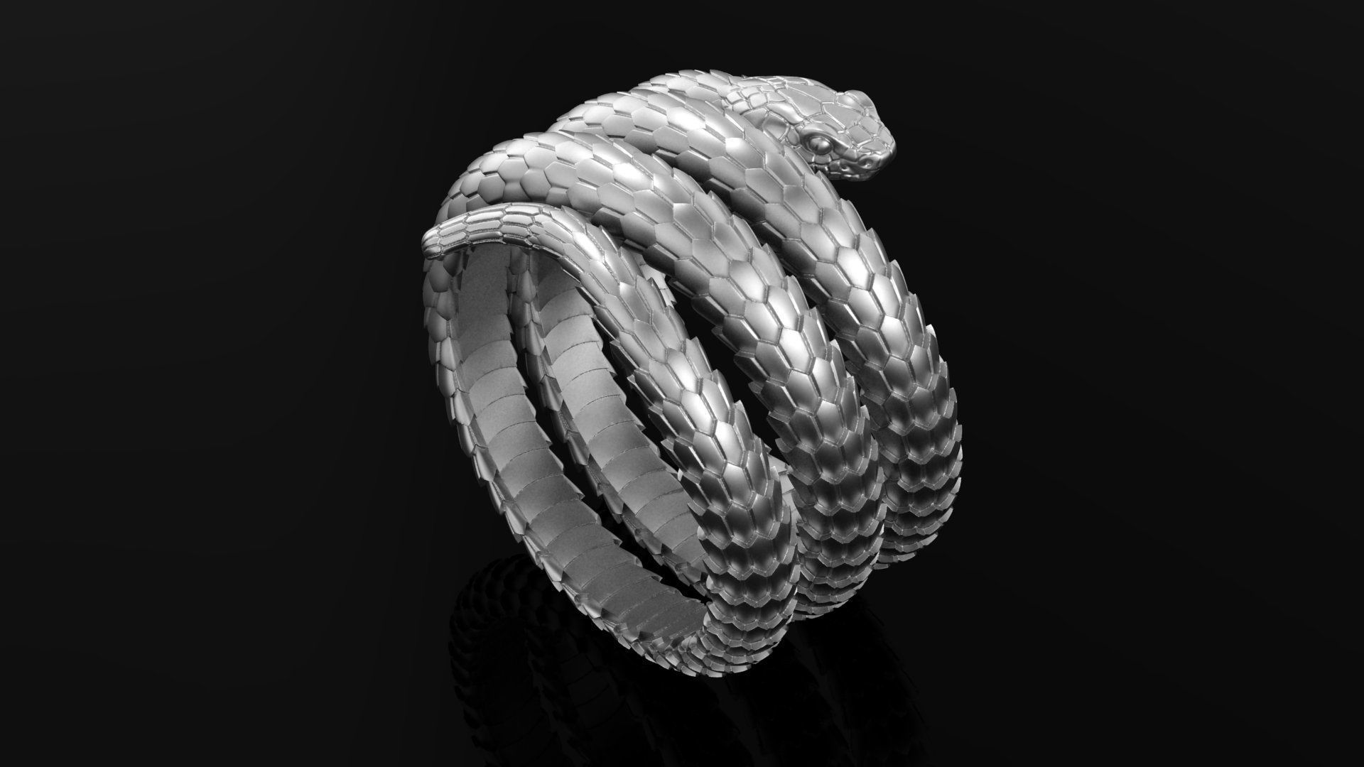 Snake ring 3DM STL OBJ model for 3D printing and CNC 3D print model_7