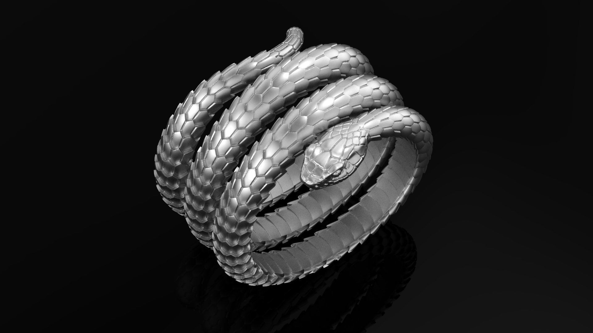 Snake ring 3DM STL OBJ model for 3D printing and CNC 3D print model_4