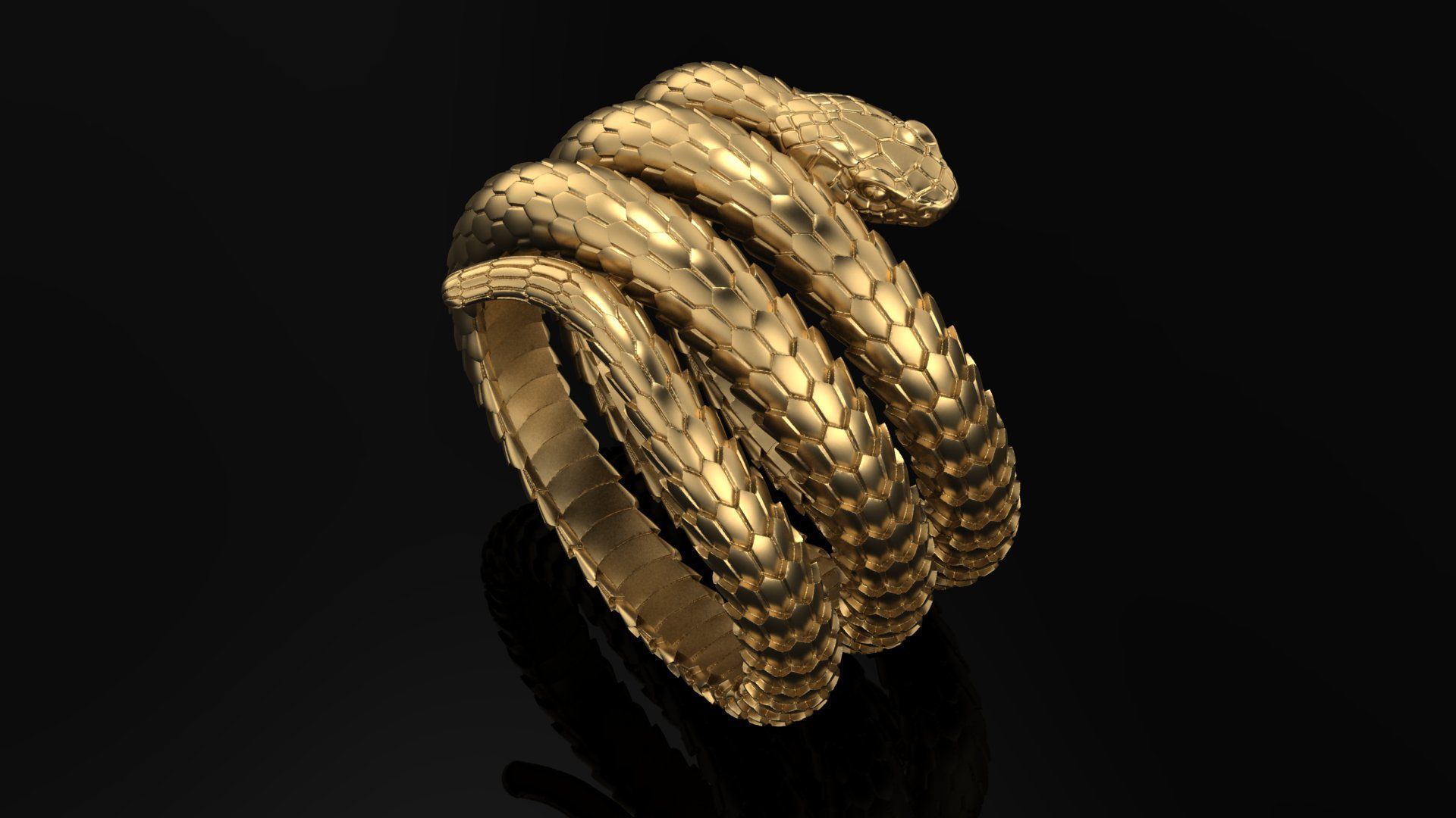 Snake ring 3DM STL OBJ model for 3D printing and CNC 3D print model_3