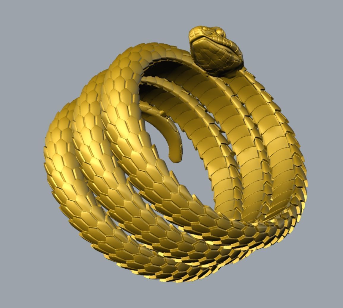 Snake ring 3DM STL OBJ model for 3D printing and CNC 3D print model_9