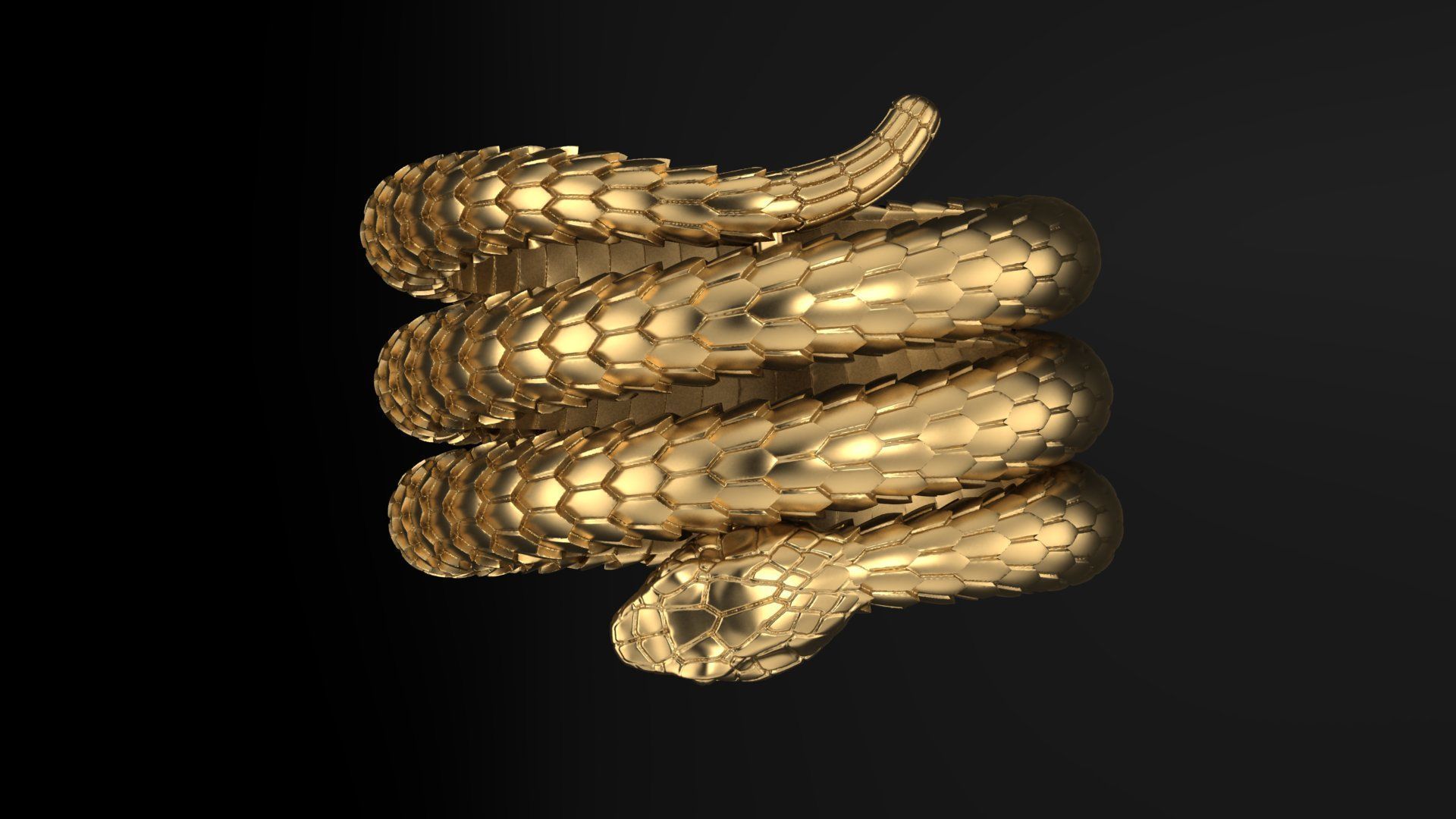 Snake ring 3DM STL OBJ model for 3D printing and CNC 3D print model_2