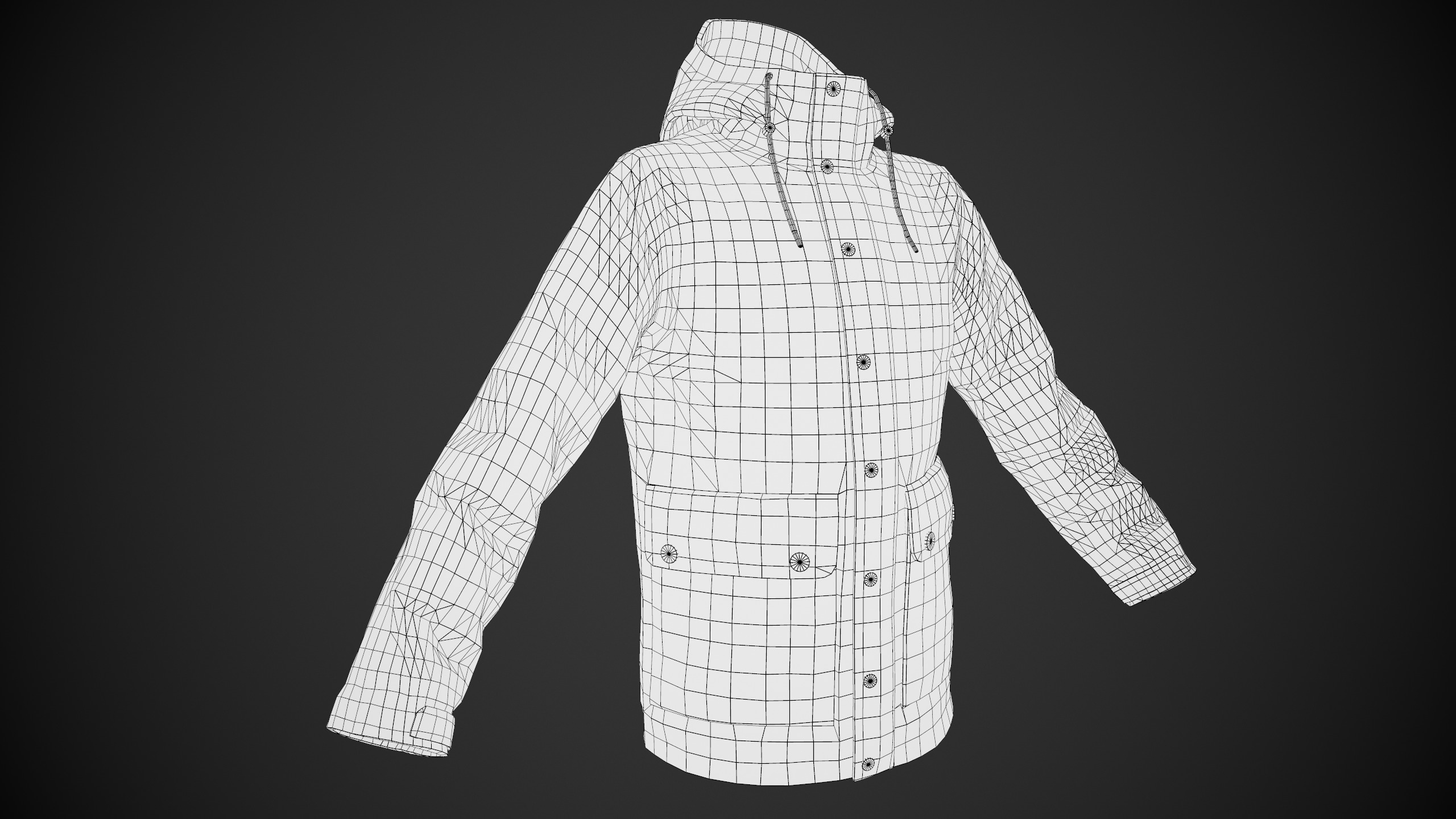 Red Winter Jacket Style 1 Low-poly 3D model_19