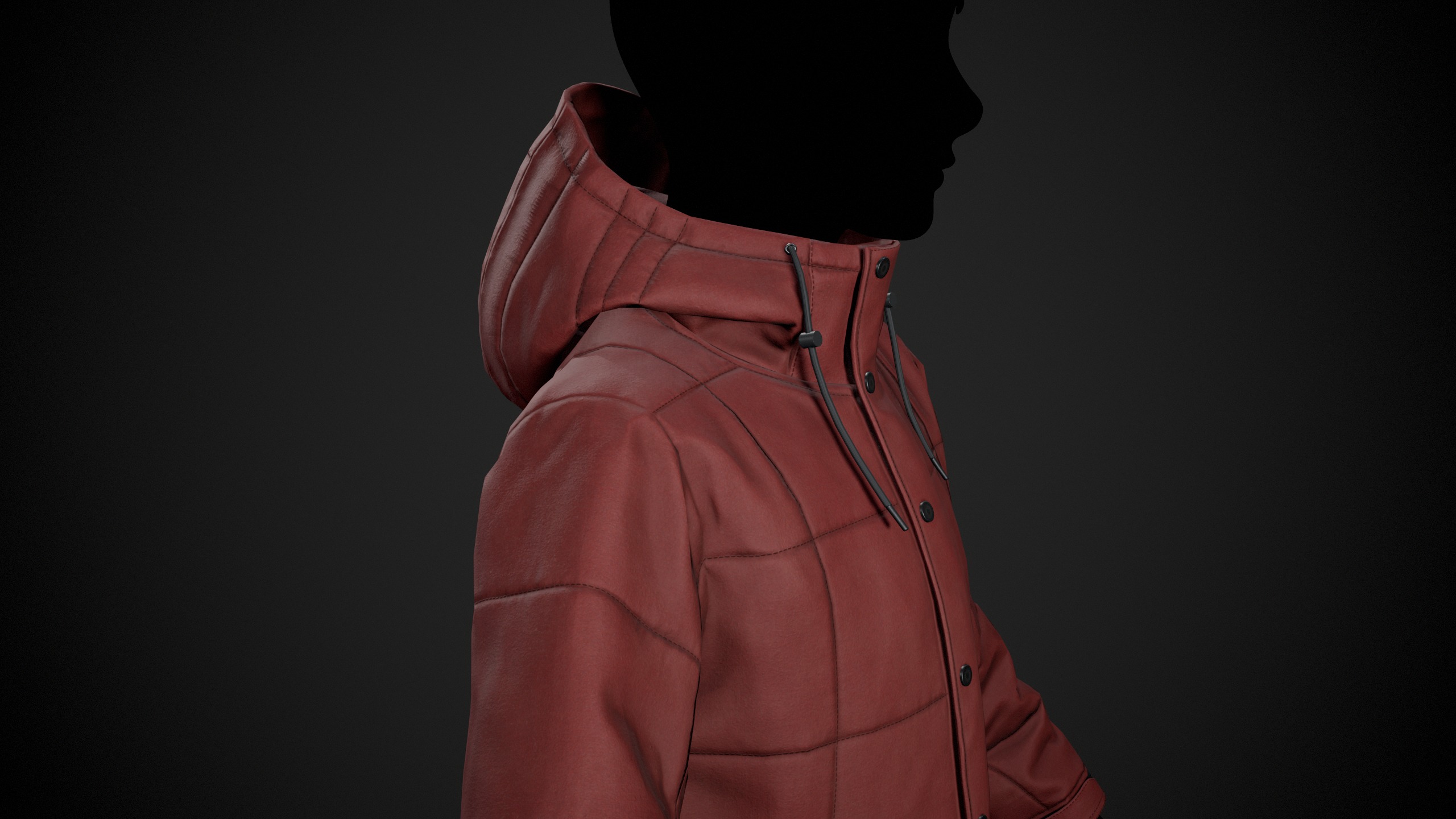 Red Winter Jacket Style 1 Low-poly 3D model_13