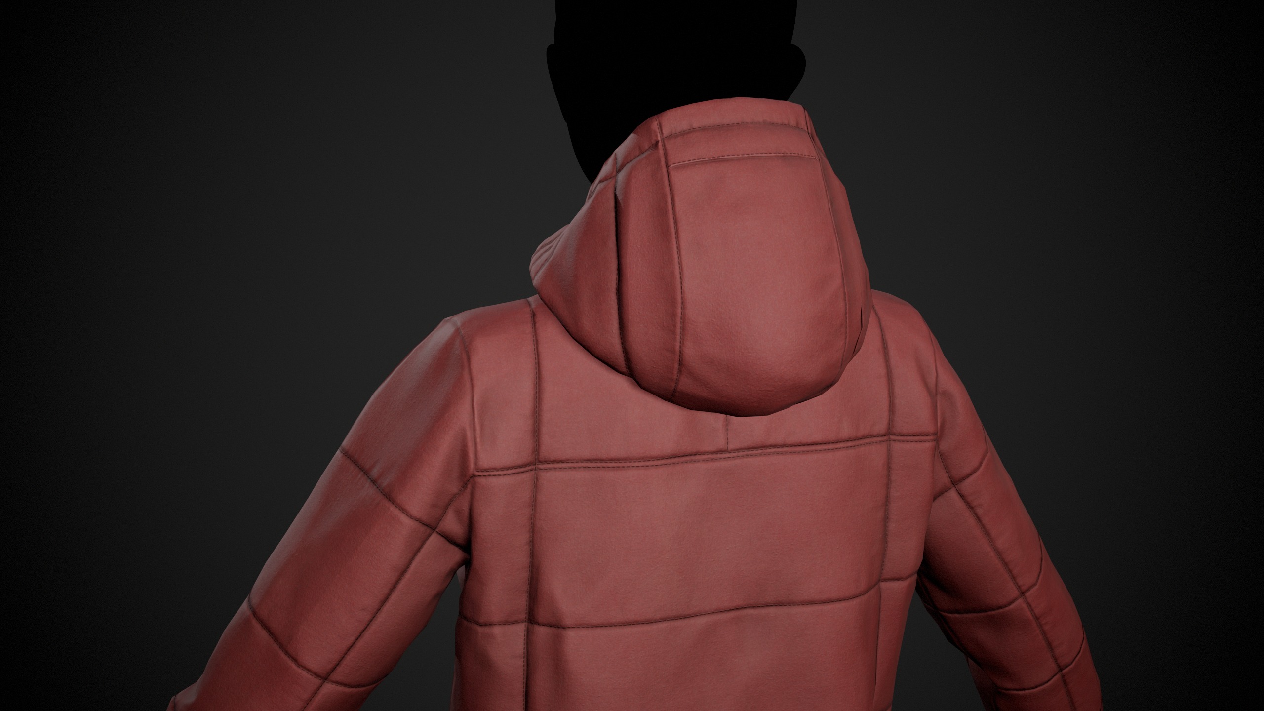 Red Winter Jacket Style 1 Low-poly 3D model_10