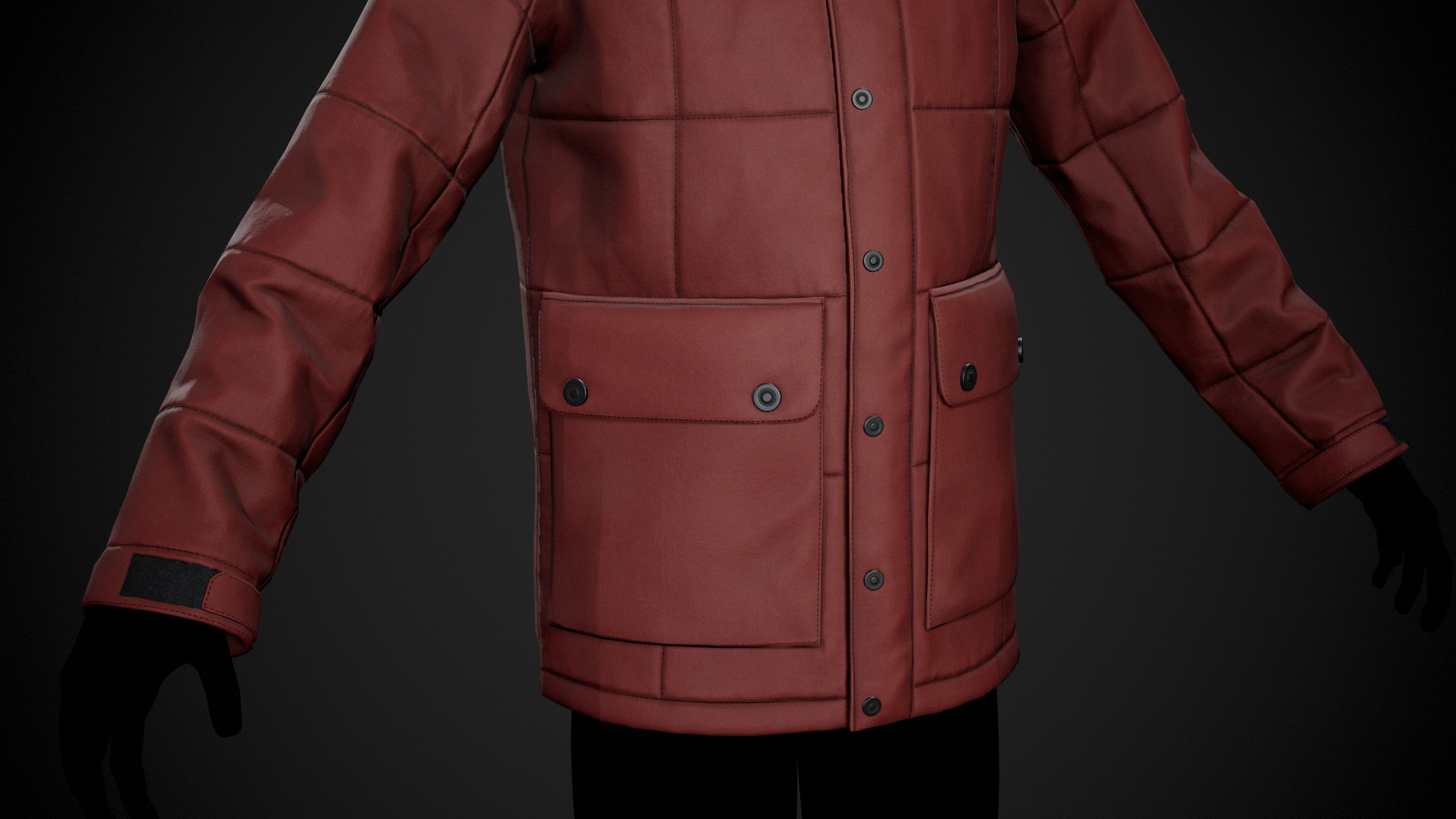 Red Winter Jacket Style 1 Low-poly 3D model_8