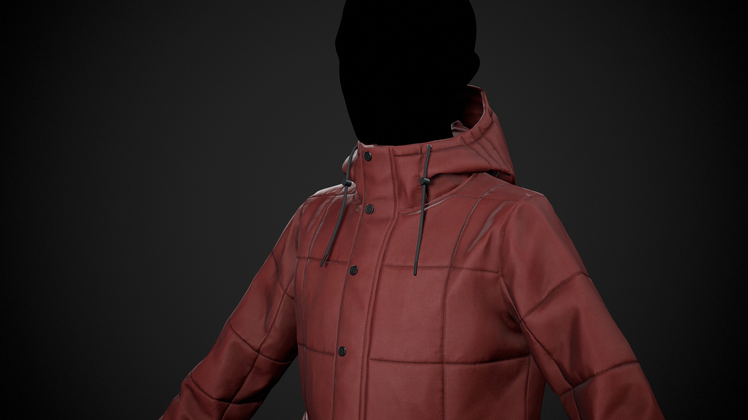 Red Winter Jacket Style 1 Low-poly 3D model_6