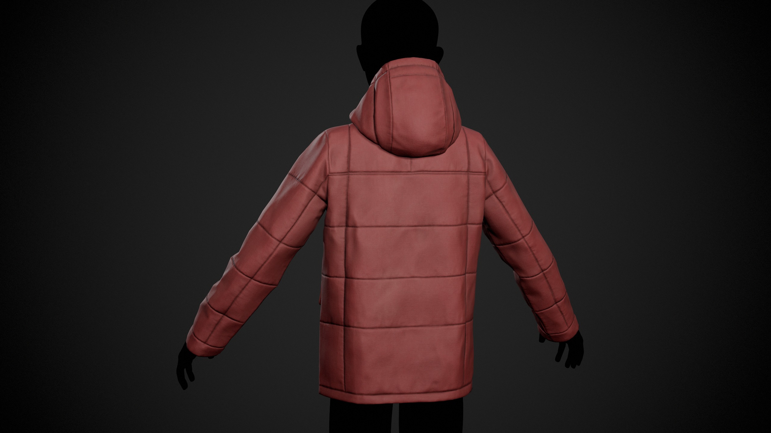 Red Winter Jacket Style 1 Low-poly 3D model_11