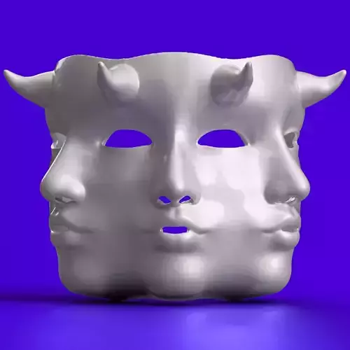  Female Horned 3 Faced Mask STL