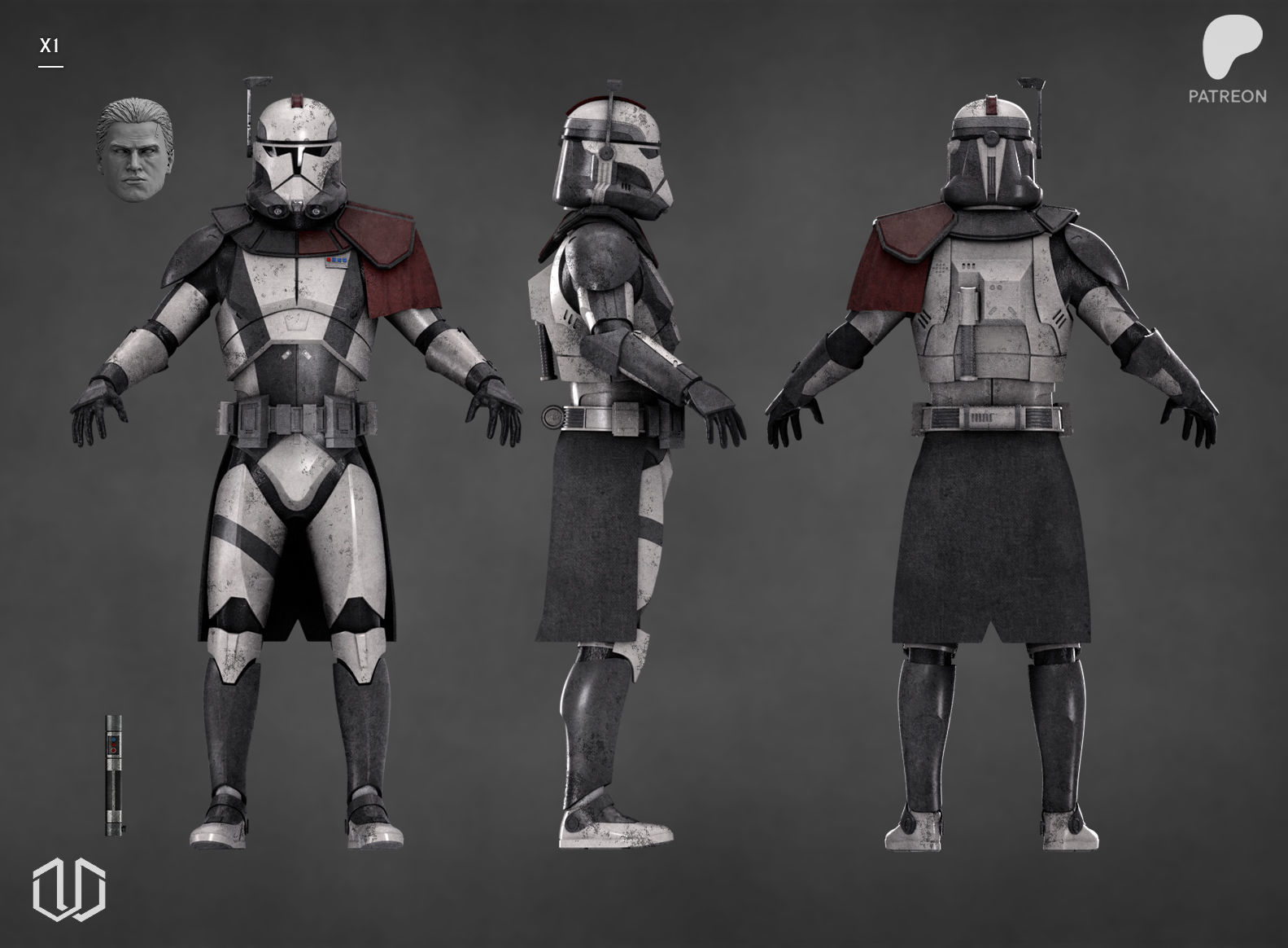 Star Wars X1 X2 Clone Troopers Action Figure Kit 3D print model_2