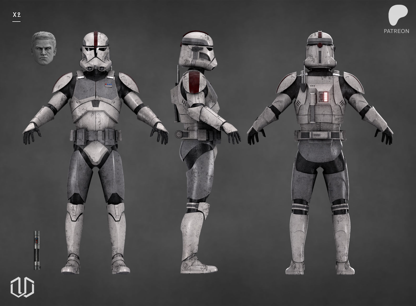 Star Wars X1 X2 Clone Troopers Action Figure Kit 3D print model_3