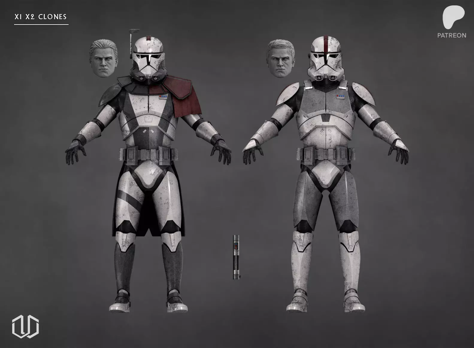 Star Wars X1 X2 Clone Troopers Action Figure Kit 3D print model_0