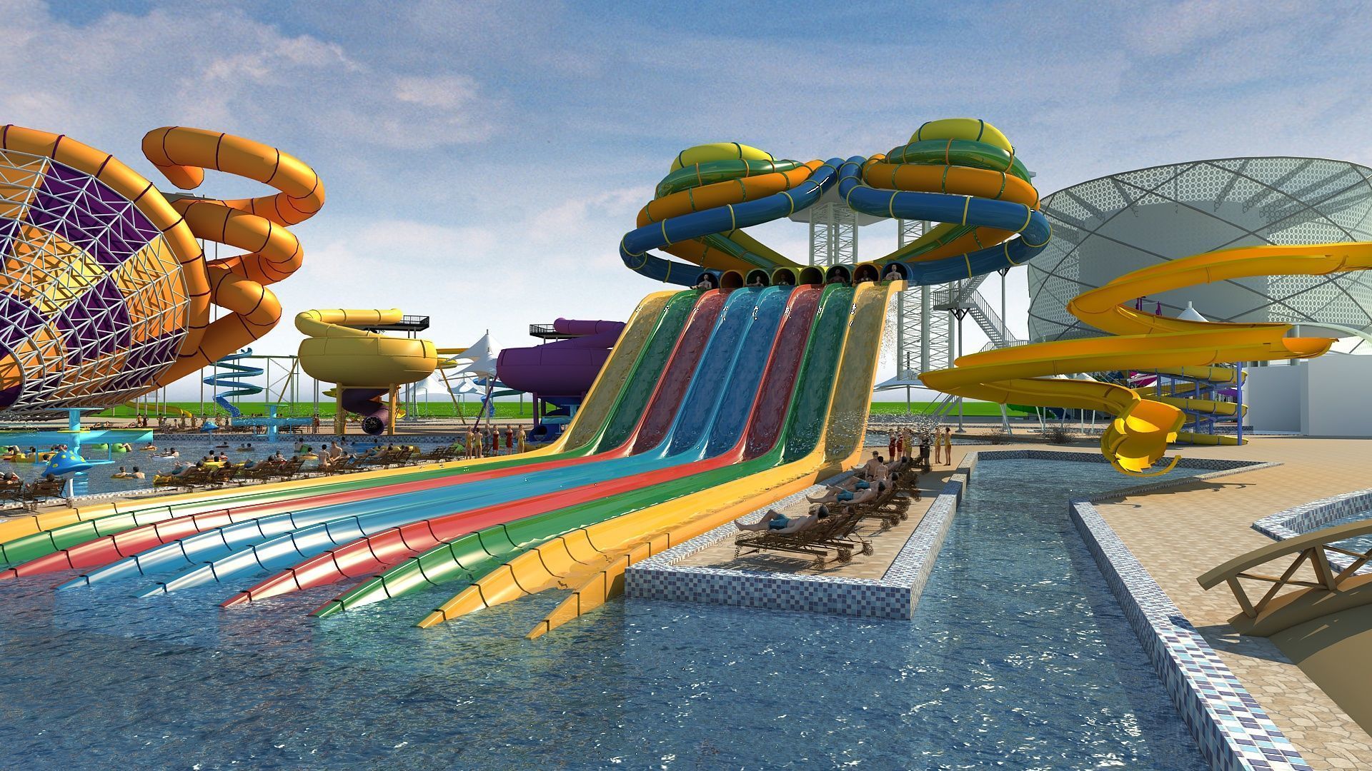 Water park 3D model_4