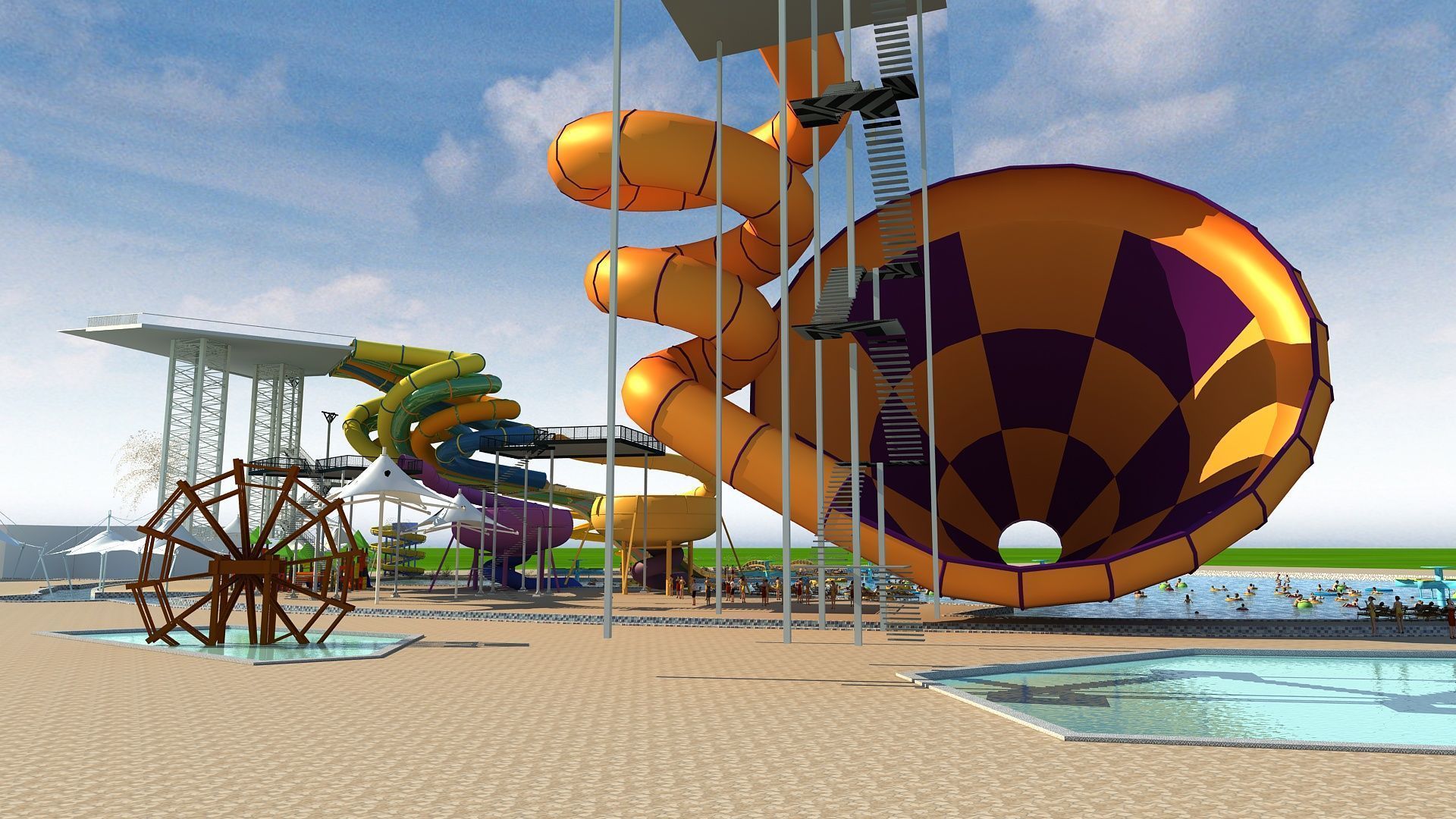 Water park 3D model_2