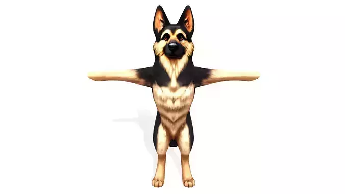 German Shepherd Low-poly 3D model