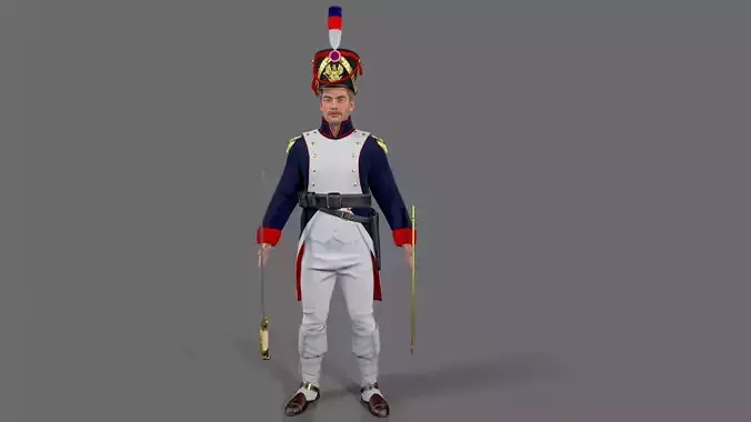 Napoleon soldier Low-poly 3D model