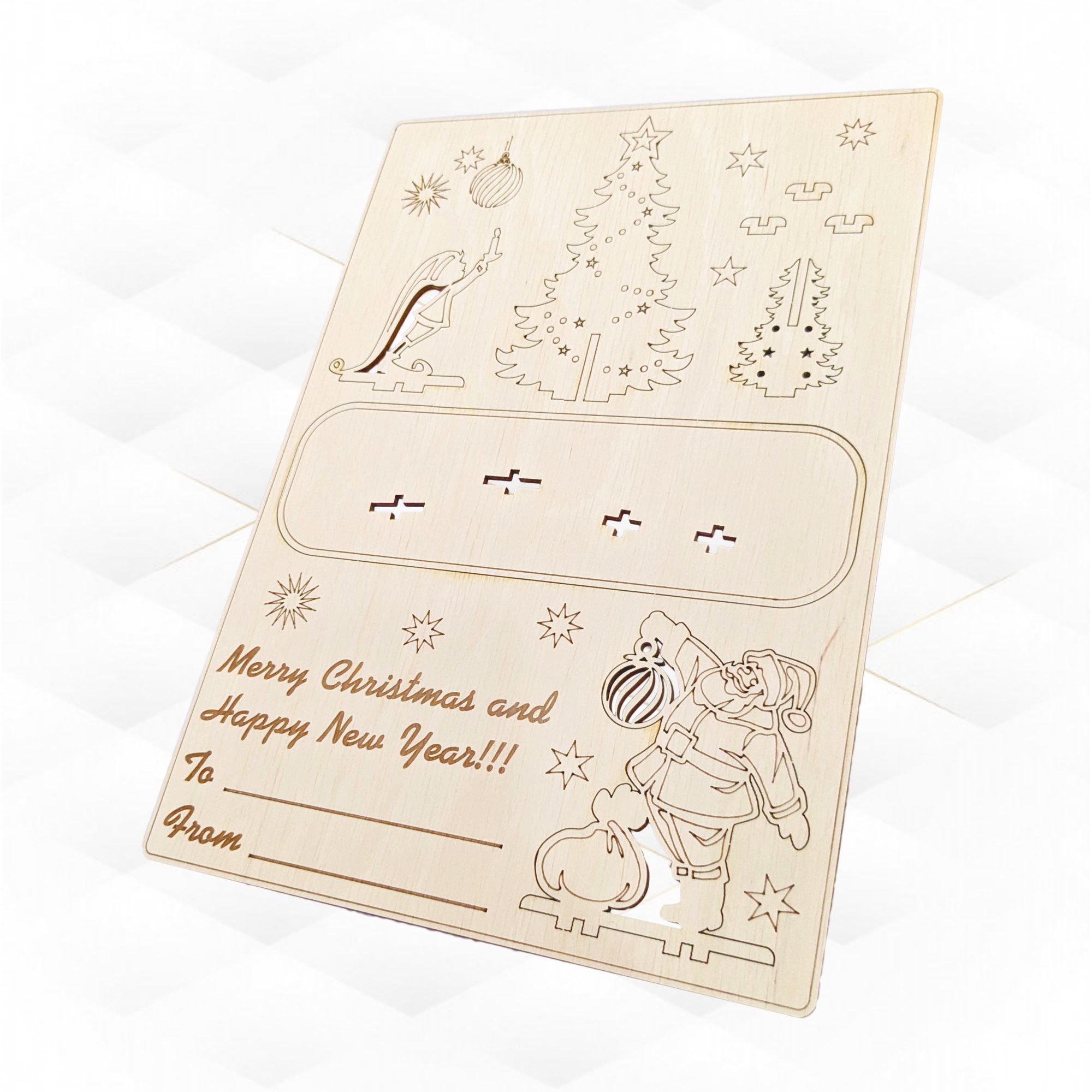 Christmas Greeting Card laser cutting design 3D print model_1
