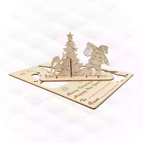 Christmas Greeting Card laser cutting design 3D print model Christmas Greeting Card laser cutting design 3D print model