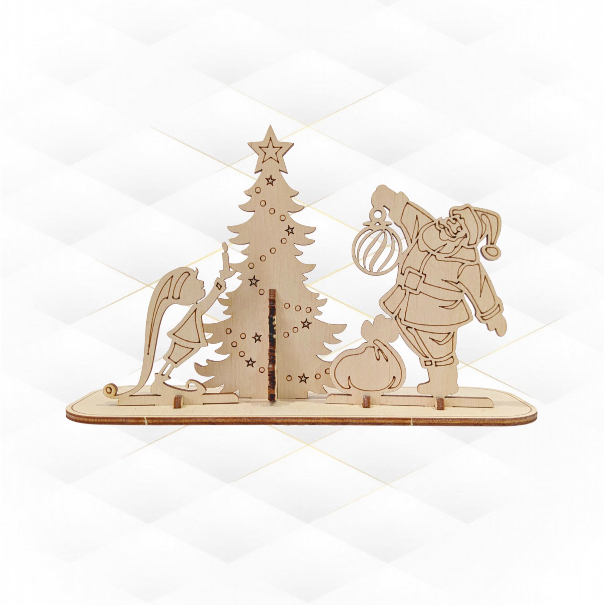 Christmas Greeting Card laser cutting design 3D print model_2