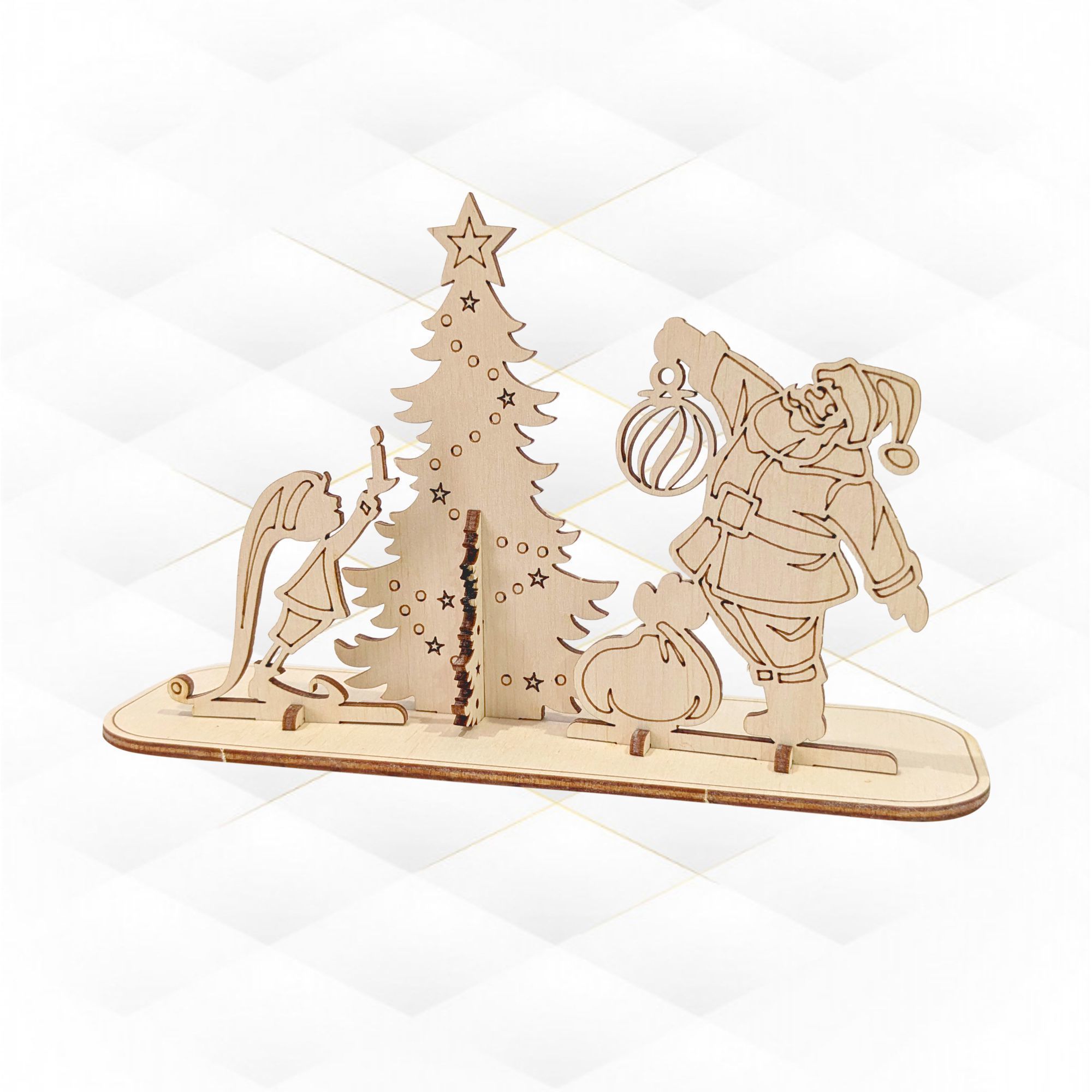 Christmas Greeting Card laser cutting design 3D print model_4