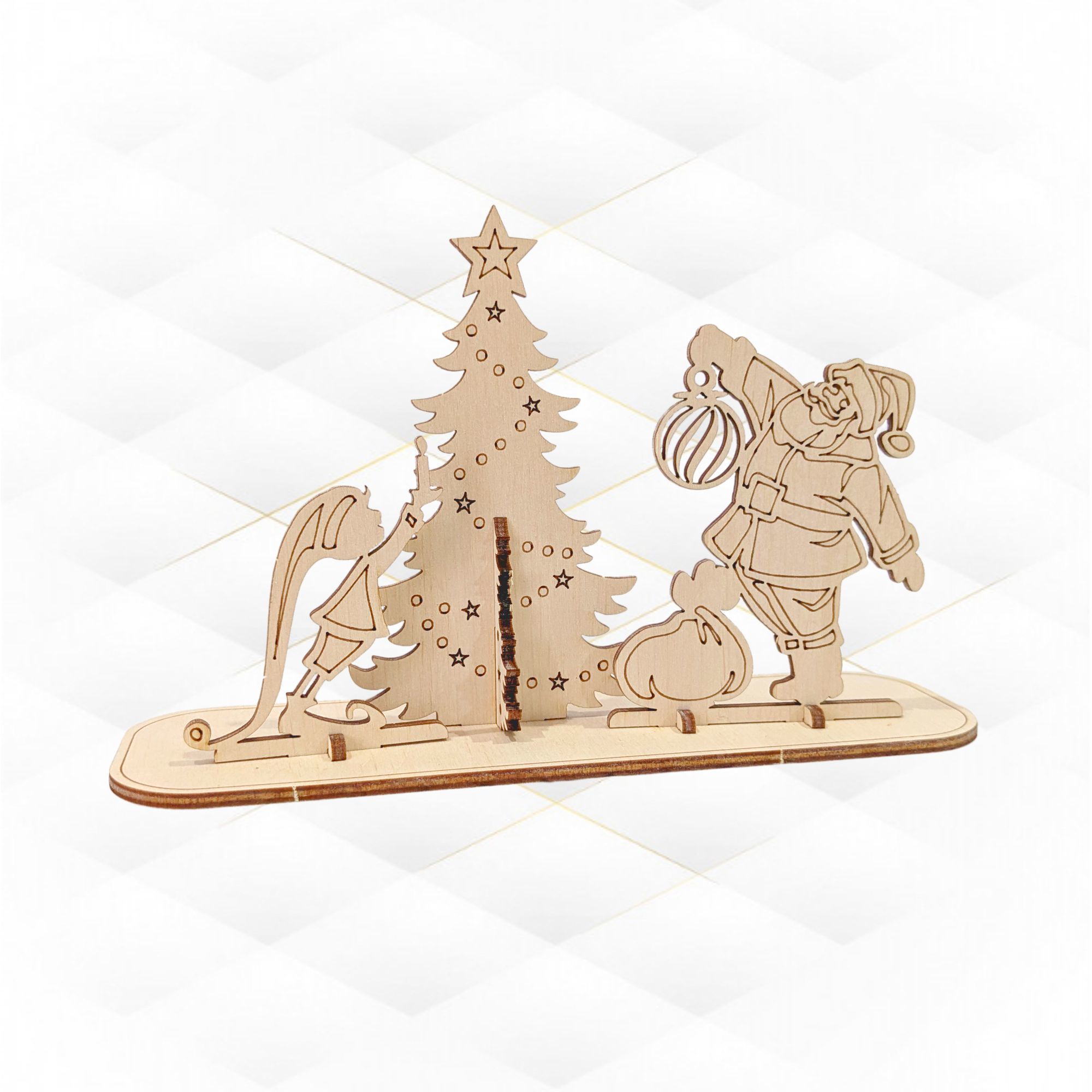 Christmas Greeting Card laser cutting design 3D print model_3