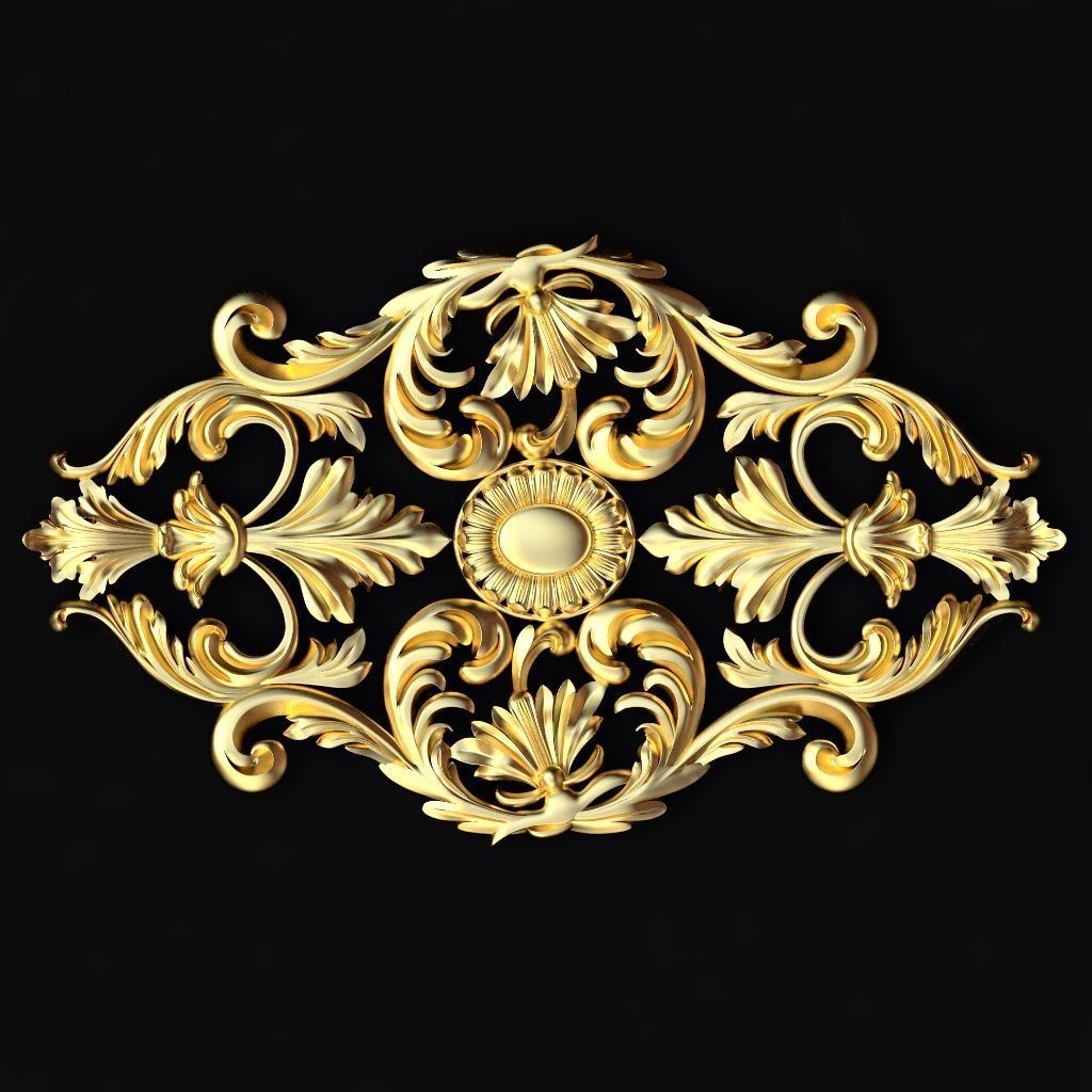 Central decor ornament for furniture 3D model_1