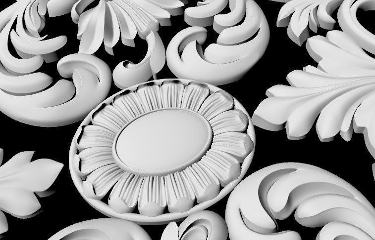 Central decor ornament for furniture 3D model_3