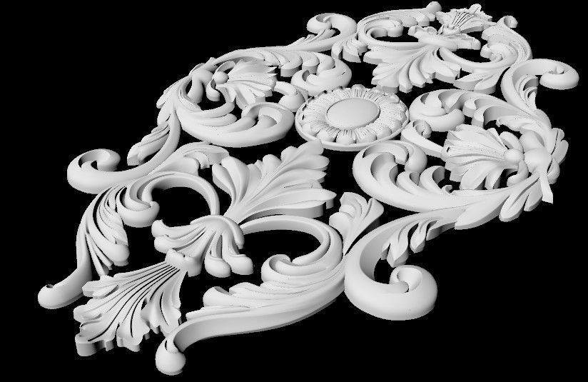 Central decor ornament for furniture 3D model_4