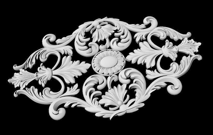 Central decor ornament for furniture 3D model_2